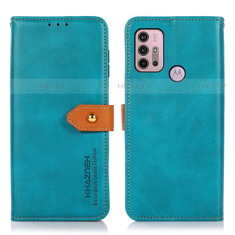 Coque Portefeuille Livre Cuir Etui Clapet N01P pour Motorola Moto G10 Cyan Plus