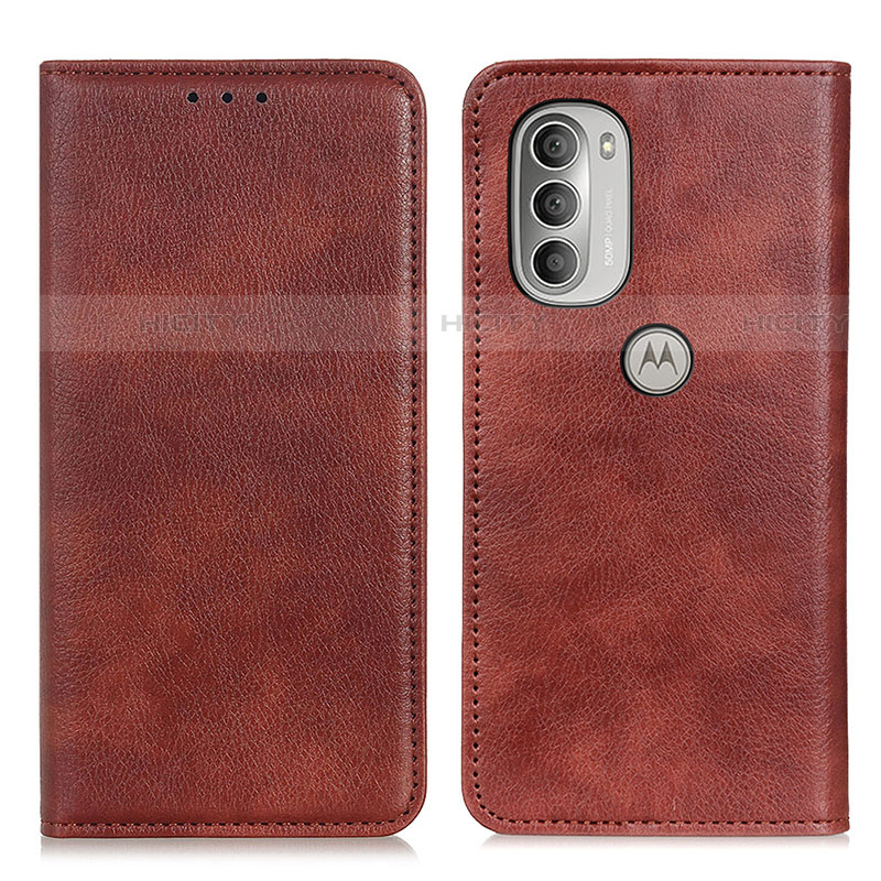 Coque Portefeuille Livre Cuir Etui Clapet N01P pour Motorola Moto G51 5G Marron Plus