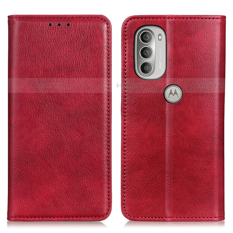 Coque Portefeuille Livre Cuir Etui Clapet N01P pour Motorola Moto G51 5G Rouge Plus