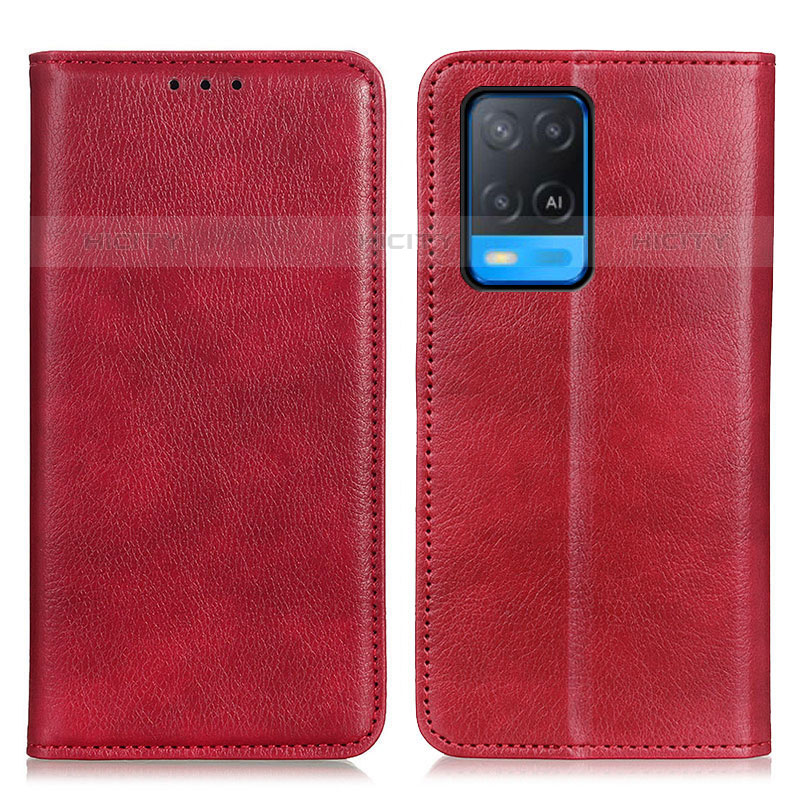 Coque Portefeuille Livre Cuir Etui Clapet N01P pour Oppo A54 4G Rouge Plus