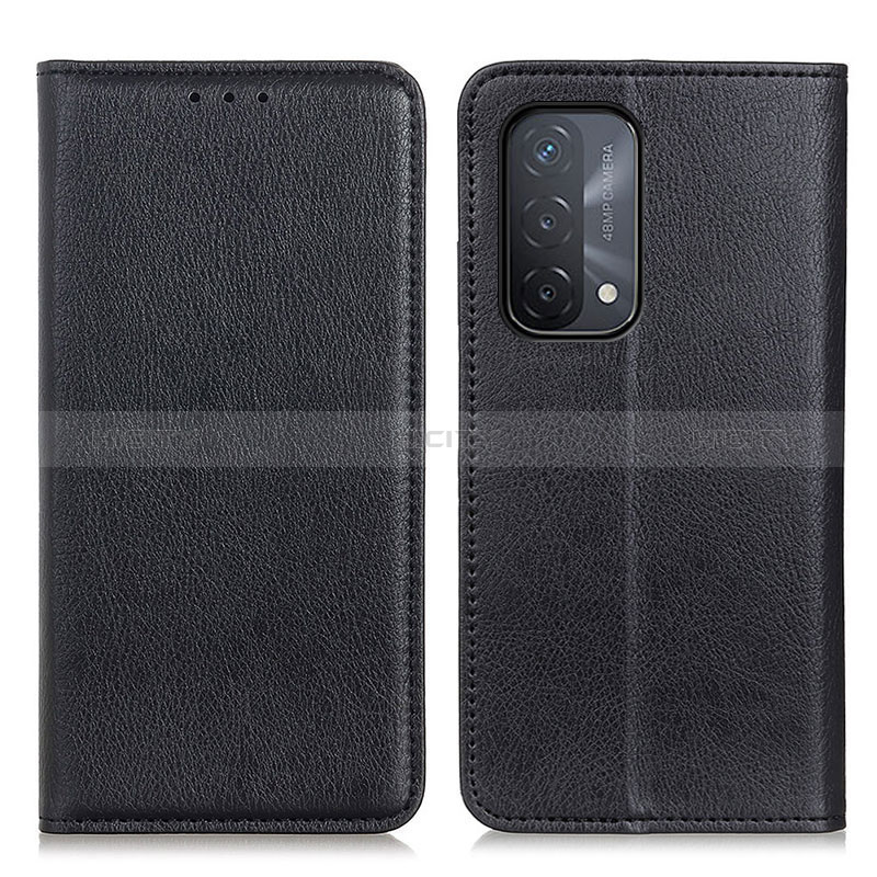 Coque Portefeuille Livre Cuir Etui Clapet N01P pour Oppo A54 5G Noir Plus