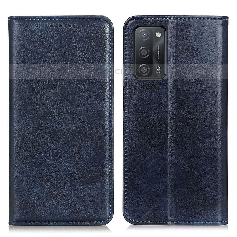 Coque Portefeuille Livre Cuir Etui Clapet N01P pour Oppo A55 5G Bleu Plus