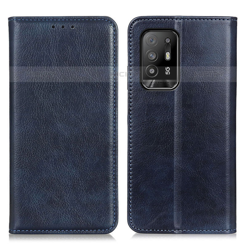 Coque Portefeuille Livre Cuir Etui Clapet N01P pour Oppo A95 5G Bleu Plus