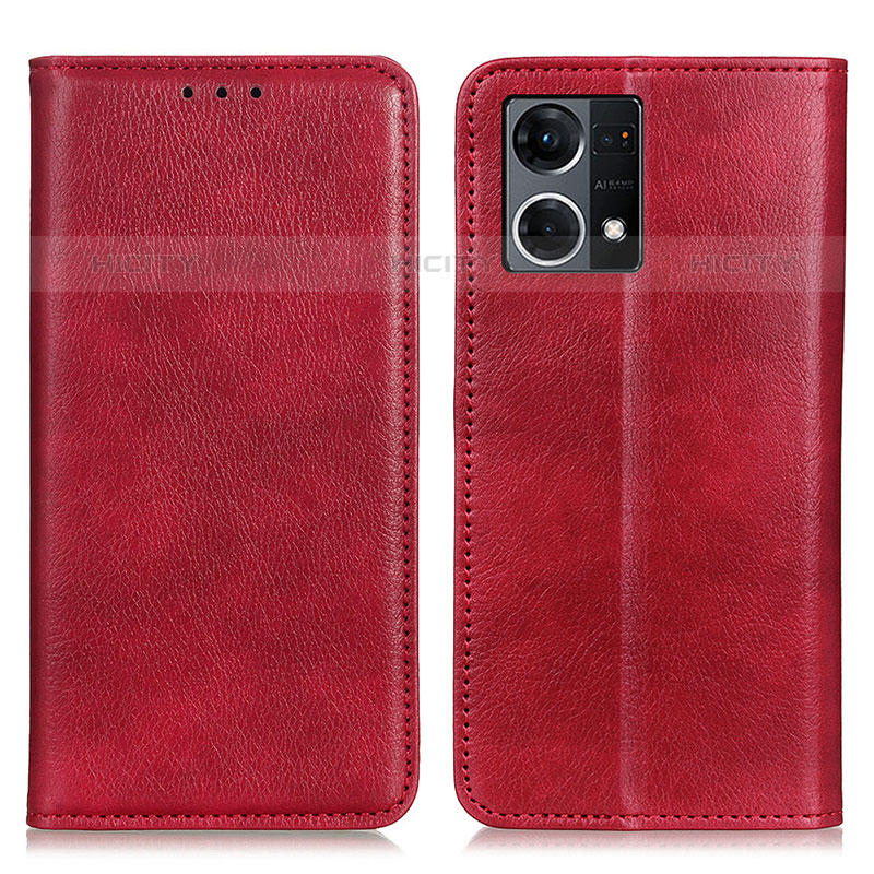 Coque Portefeuille Livre Cuir Etui Clapet N01P pour Oppo F21 Pro 4G Rouge Plus