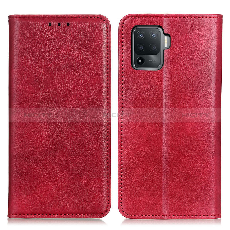 Coque Portefeuille Livre Cuir Etui Clapet N01P pour Oppo Reno5 Lite Rouge Plus