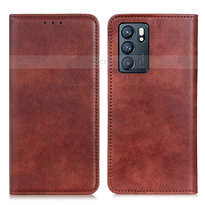 Coque Portefeuille Livre Cuir Etui Clapet N01P pour Oppo Reno6 5G Marron Plus