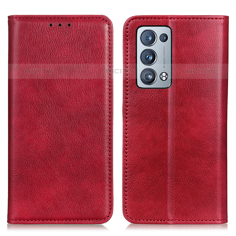 Coque Portefeuille Livre Cuir Etui Clapet N01P pour Oppo Reno6 Pro 5G Rouge Plus