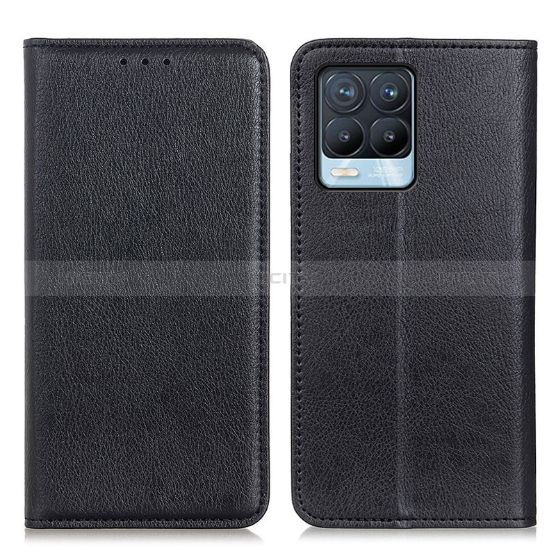 Coque Portefeuille Livre Cuir Etui Clapet N01P pour Realme 8 4G Noir Plus