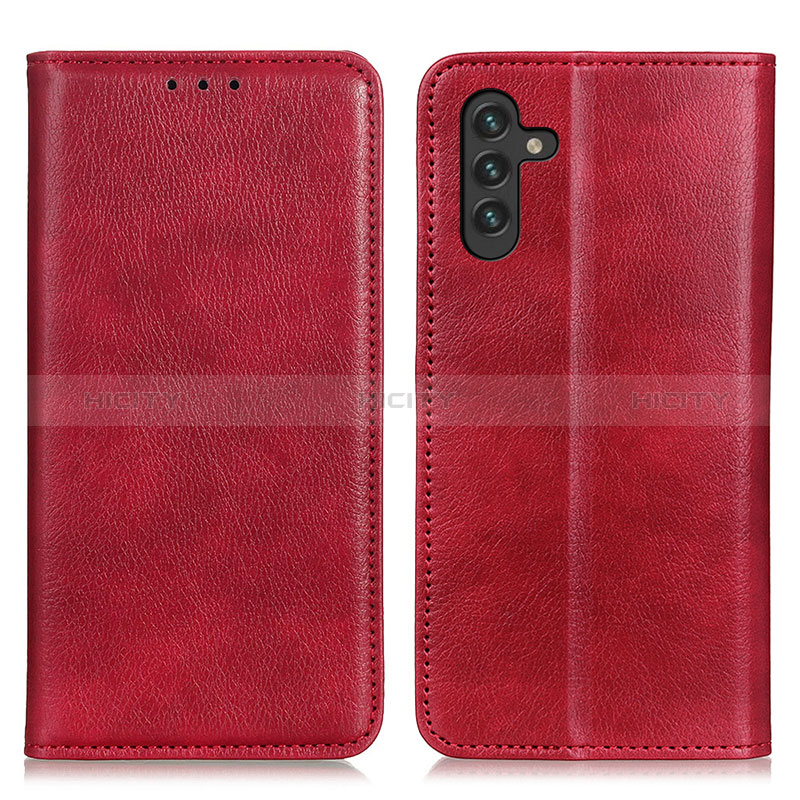 Coque Portefeuille Livre Cuir Etui Clapet N01P pour Samsung Galaxy A04s Rouge Plus