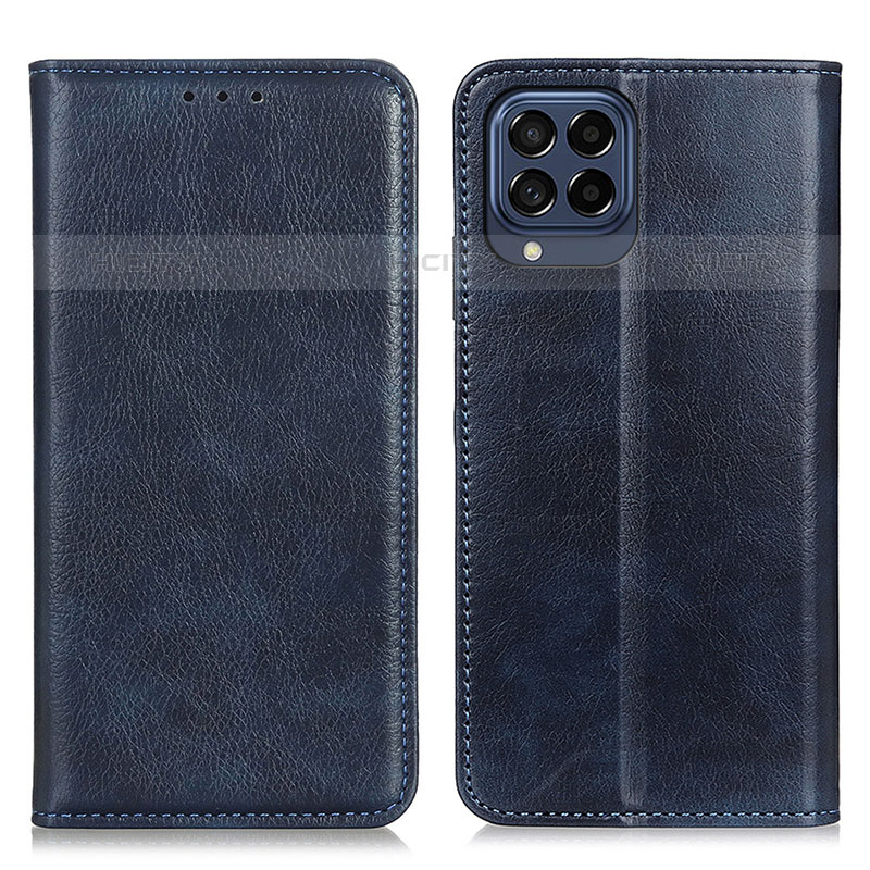 Coque Portefeuille Livre Cuir Etui Clapet N01P pour Samsung Galaxy M53 5G Bleu Plus