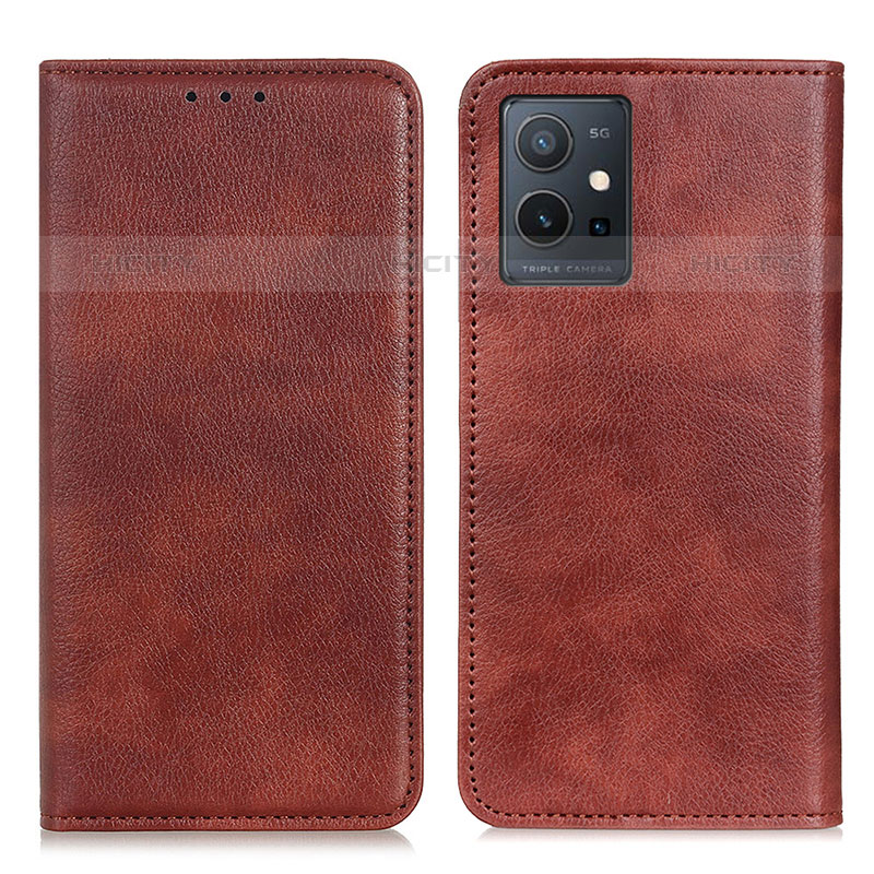 Coque Portefeuille Livre Cuir Etui Clapet N01P pour Vivo T1 5G India Marron Plus