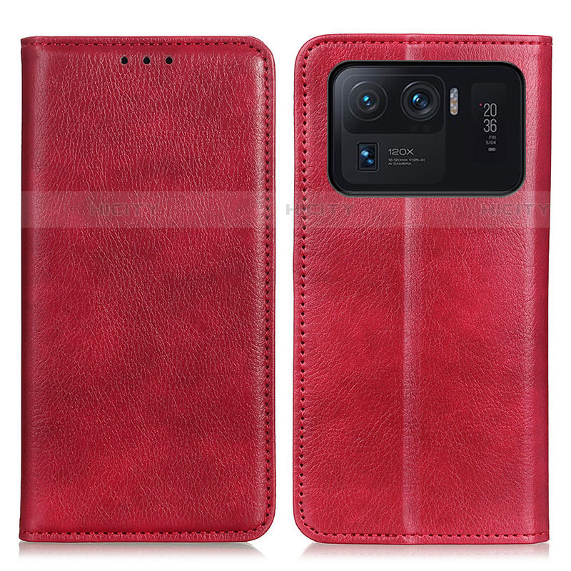 Coque Portefeuille Livre Cuir Etui Clapet N01P pour Xiaomi Mi 11 Ultra 5G Rouge Plus