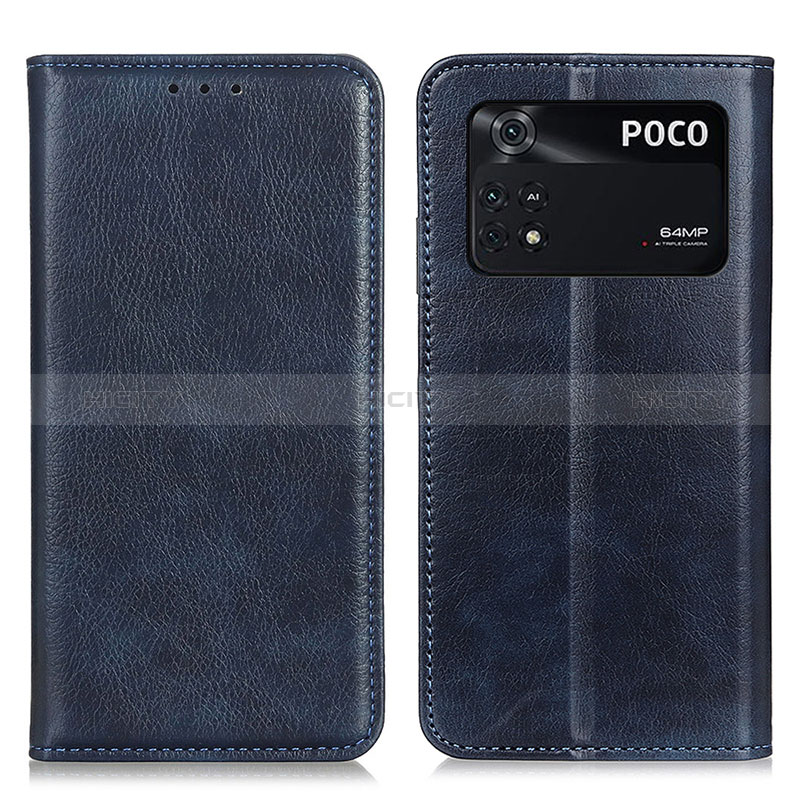 Coque Portefeuille Livre Cuir Etui Clapet N01P pour Xiaomi Poco M4 Pro 4G Bleu Plus