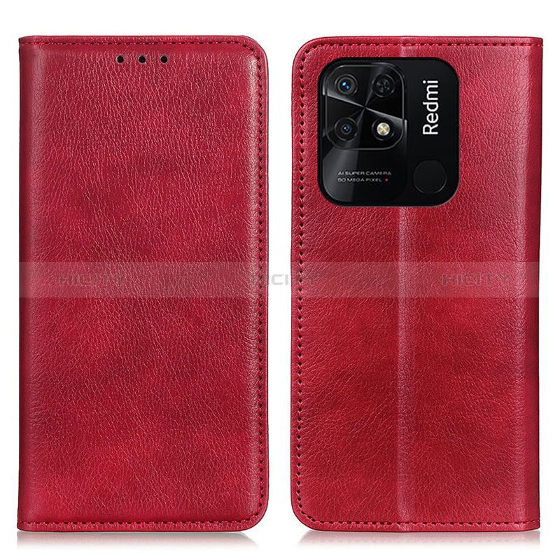 Coque Portefeuille Livre Cuir Etui Clapet N01P pour Xiaomi Redmi 10C 4G Rouge Plus