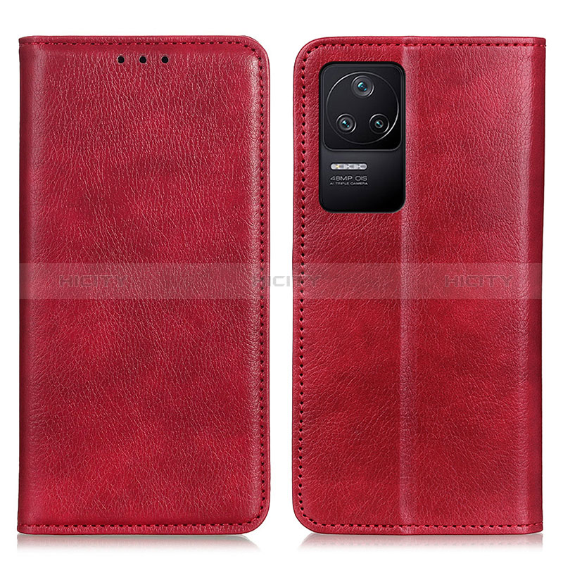 Coque Portefeuille Livre Cuir Etui Clapet N01P pour Xiaomi Redmi K40S 5G Rouge Plus