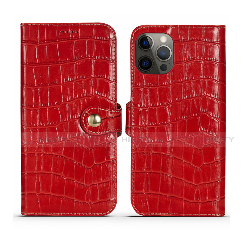 Coque Portefeuille Livre Cuir Etui Clapet N02 pour Apple iPhone 12 Pro Rouge Plus