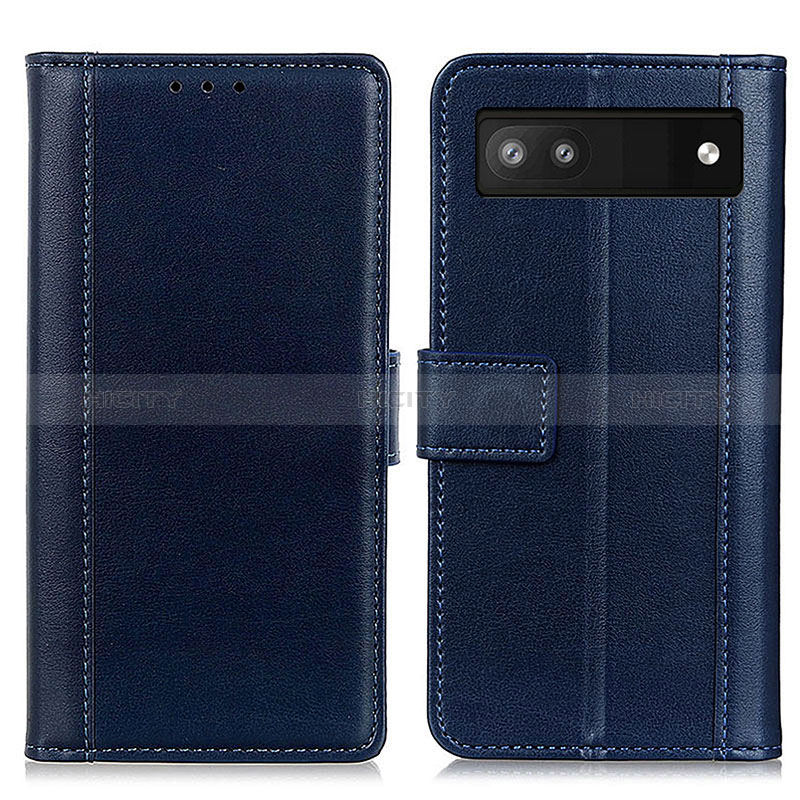 Coque Portefeuille Livre Cuir Etui Clapet N02P pour Google Pixel 7a 5G Bleu Plus