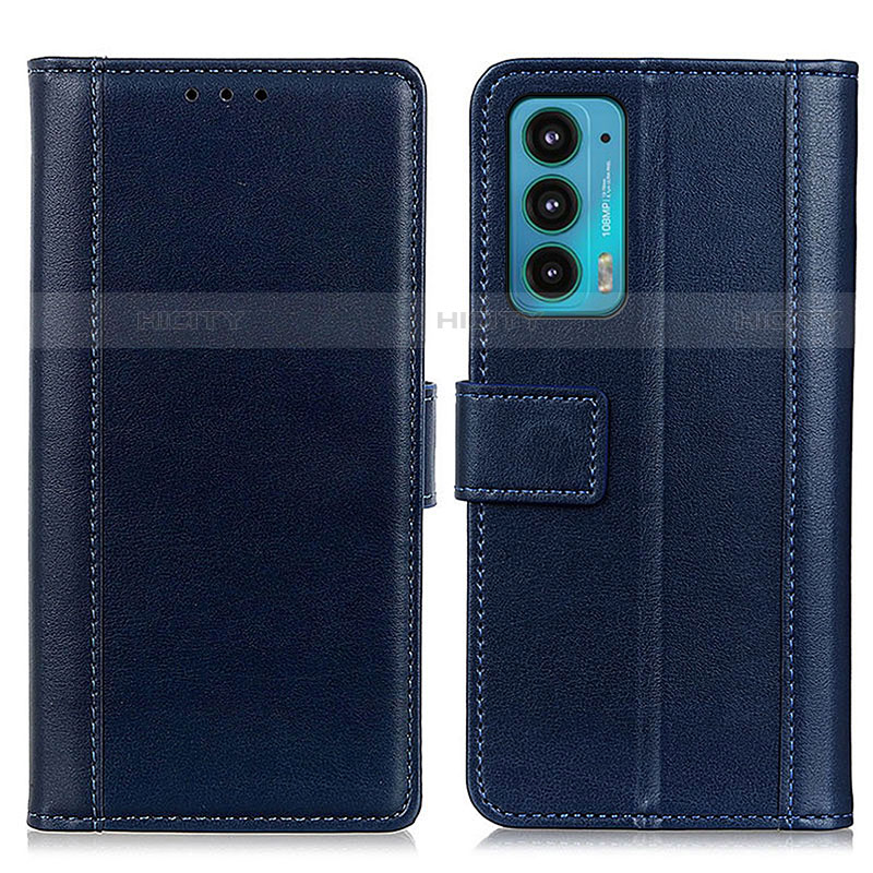 Coque Portefeuille Livre Cuir Etui Clapet N02P pour Motorola Moto Edge 20 5G Bleu Plus