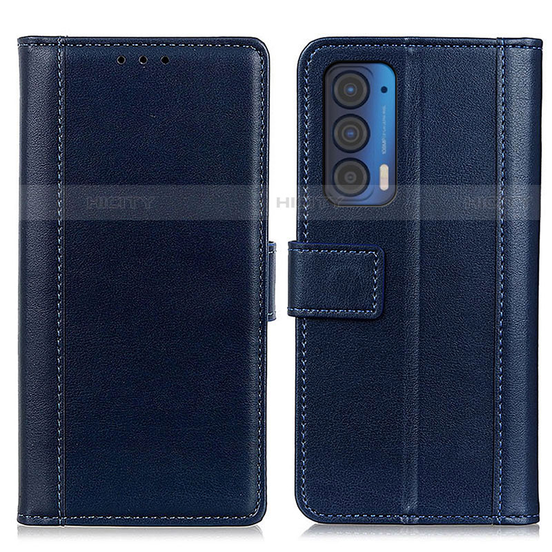 Coque Portefeuille Livre Cuir Etui Clapet N02P pour Motorola Moto Edge (2021) 5G Bleu Plus