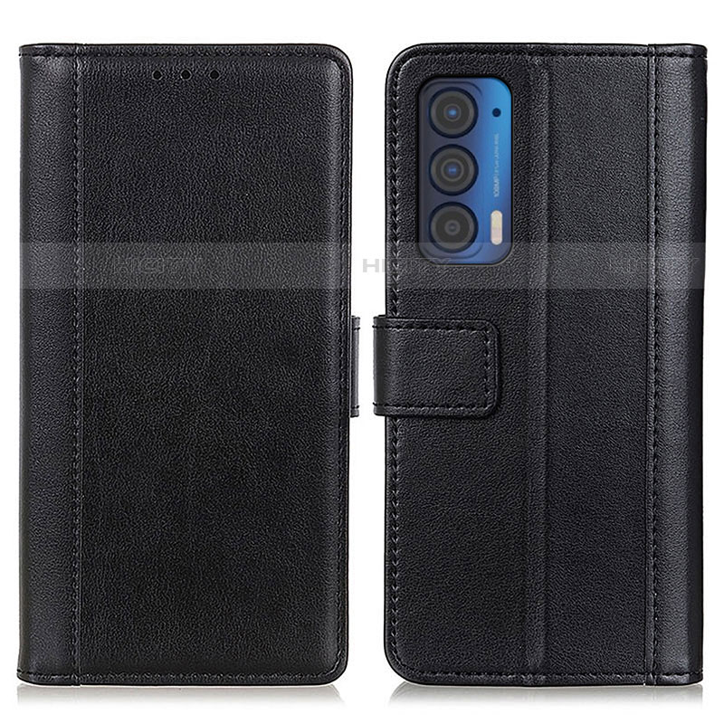 Coque Portefeuille Livre Cuir Etui Clapet N02P pour Motorola Moto Edge (2021) 5G Noir Plus