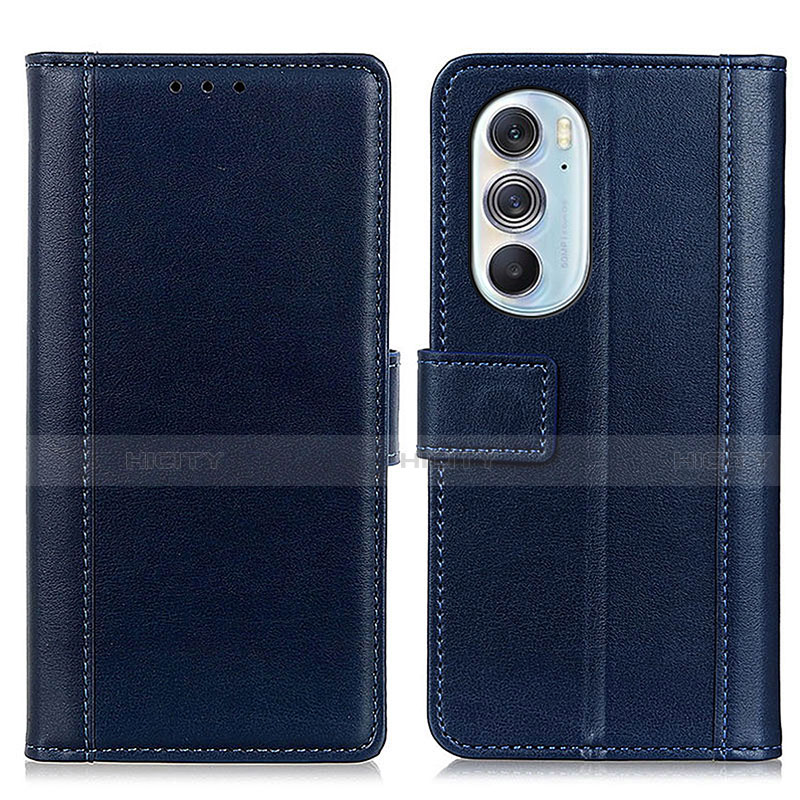 Coque Portefeuille Livre Cuir Etui Clapet N02P pour Motorola Moto Edge 30 Pro 5G Bleu Plus