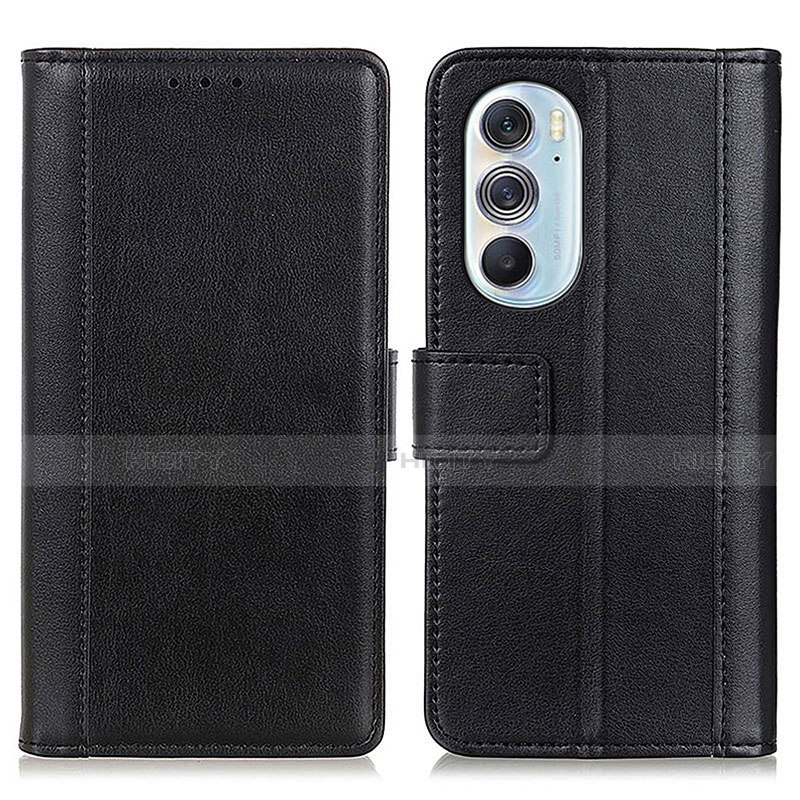 Coque Portefeuille Livre Cuir Etui Clapet N02P pour Motorola Moto Edge 30 Pro 5G Noir Plus