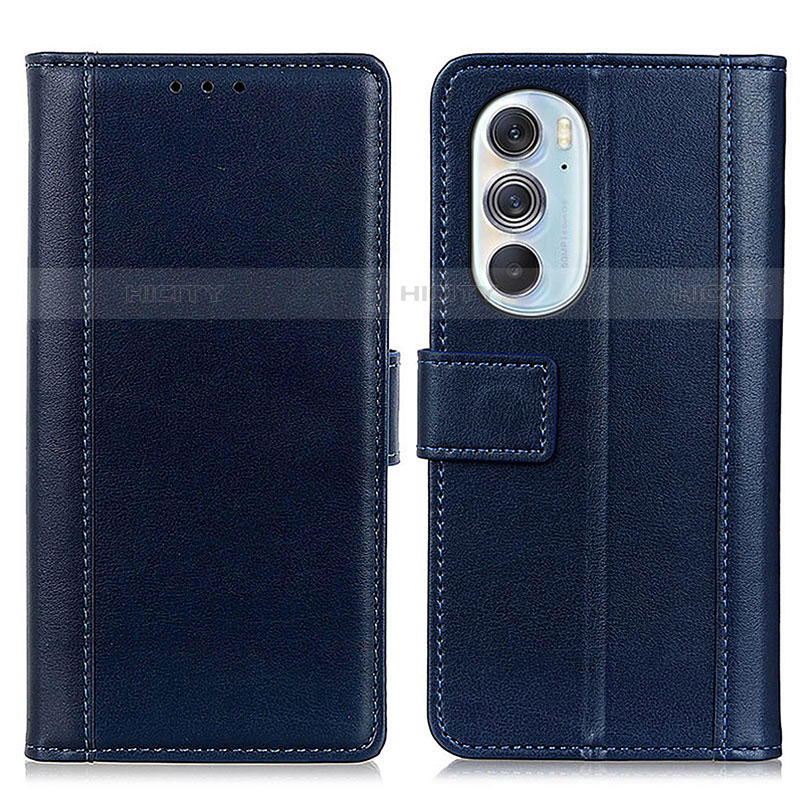 Coque Portefeuille Livre Cuir Etui Clapet N02P pour Motorola Moto Edge Plus (2022) 5G Bleu Plus