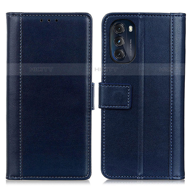 Coque Portefeuille Livre Cuir Etui Clapet N02P pour Motorola Moto G 5G (2022) Bleu Plus