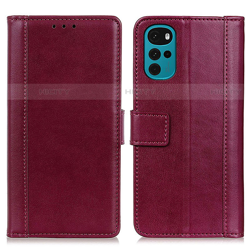 Coque Portefeuille Livre Cuir Etui Clapet N02P pour Motorola Moto G22 Rouge Plus