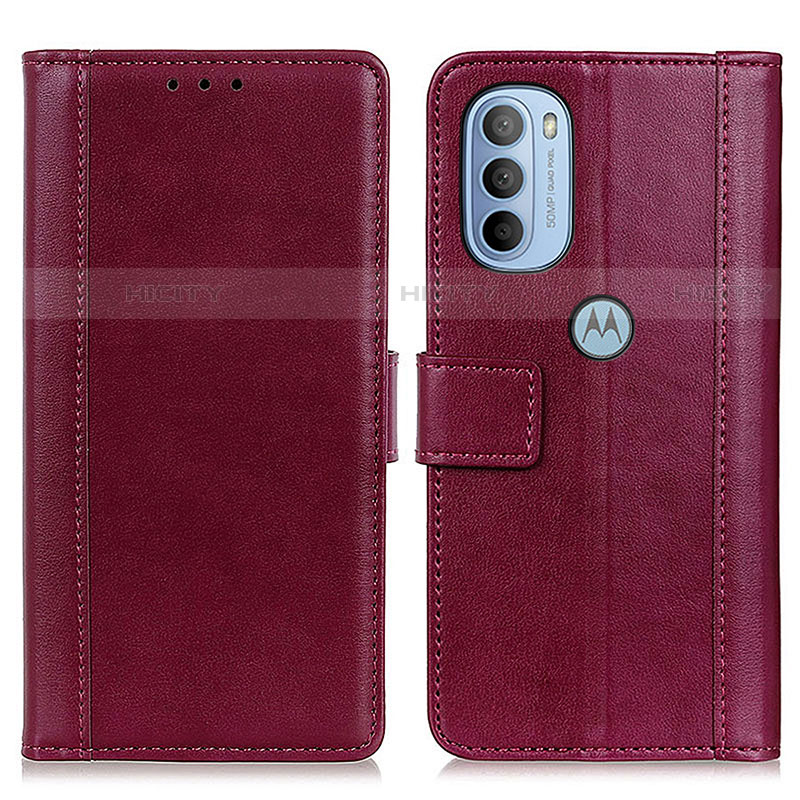 Coque Portefeuille Livre Cuir Etui Clapet N02P pour Motorola Moto G41 Rouge Plus