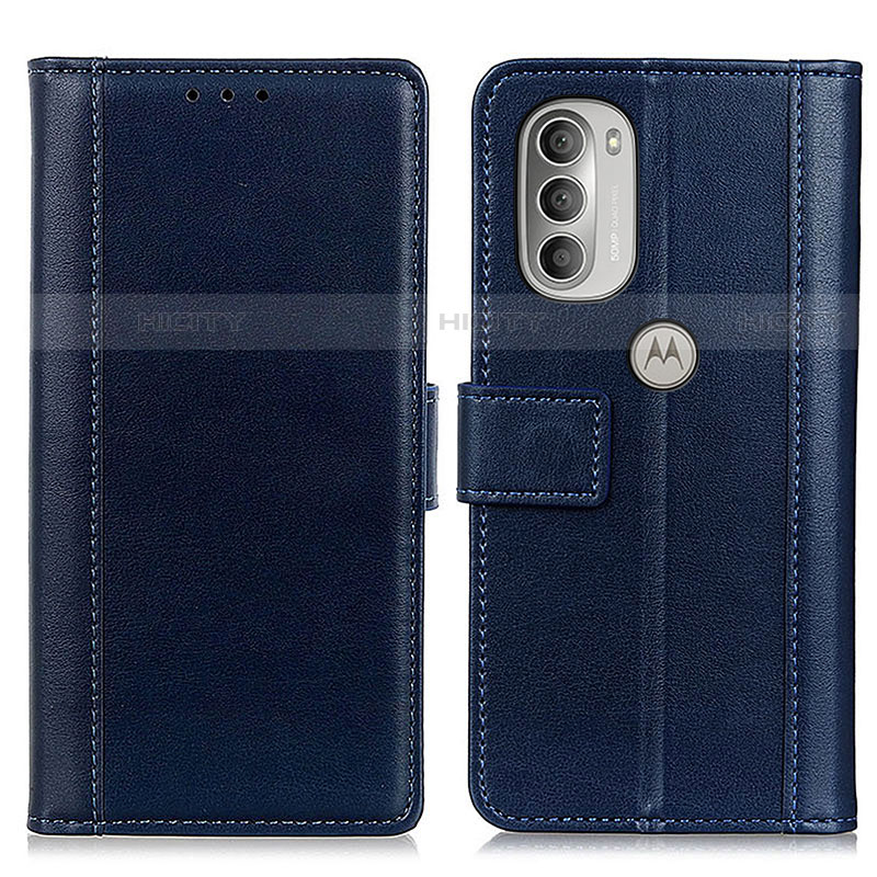 Coque Portefeuille Livre Cuir Etui Clapet N02P pour Motorola Moto G51 5G Bleu Plus