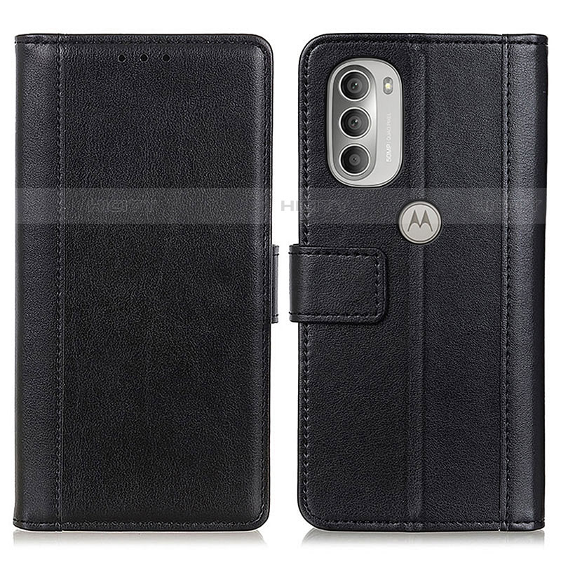 Coque Portefeuille Livre Cuir Etui Clapet N02P pour Motorola Moto G51 5G Noir Plus