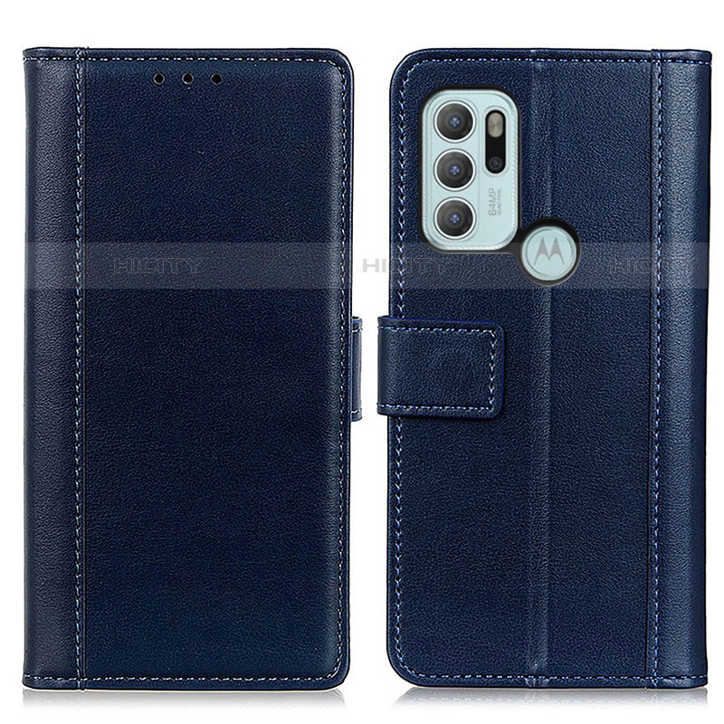 Coque Portefeuille Livre Cuir Etui Clapet N02P pour Motorola Moto G60s Bleu Plus