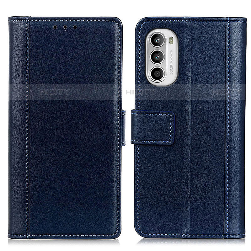 Coque Portefeuille Livre Cuir Etui Clapet N02P pour Motorola Moto G71s 5G Bleu Plus