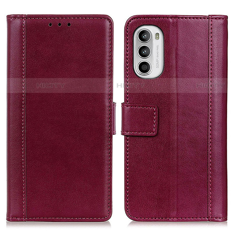 Coque Portefeuille Livre Cuir Etui Clapet N02P pour Motorola Moto G71s 5G Rouge Plus