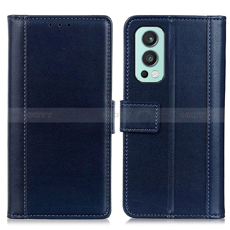 Coque Portefeuille Livre Cuir Etui Clapet N02P pour OnePlus Nord 2 5G Bleu Plus