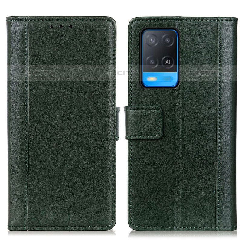 Coque Portefeuille Livre Cuir Etui Clapet N02P pour Oppo A54 4G Vert Plus