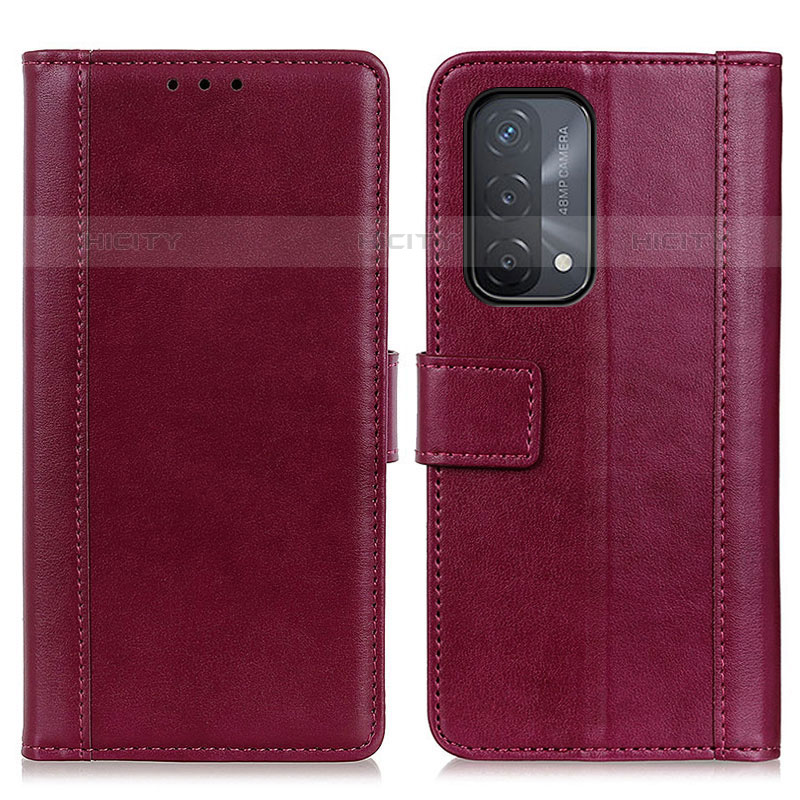 Coque Portefeuille Livre Cuir Etui Clapet N02P pour Oppo A93 5G Rouge Plus