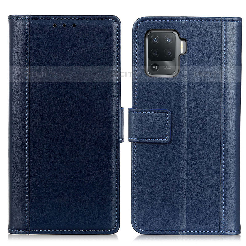 Coque Portefeuille Livre Cuir Etui Clapet N02P pour Oppo A94 4G Bleu Plus