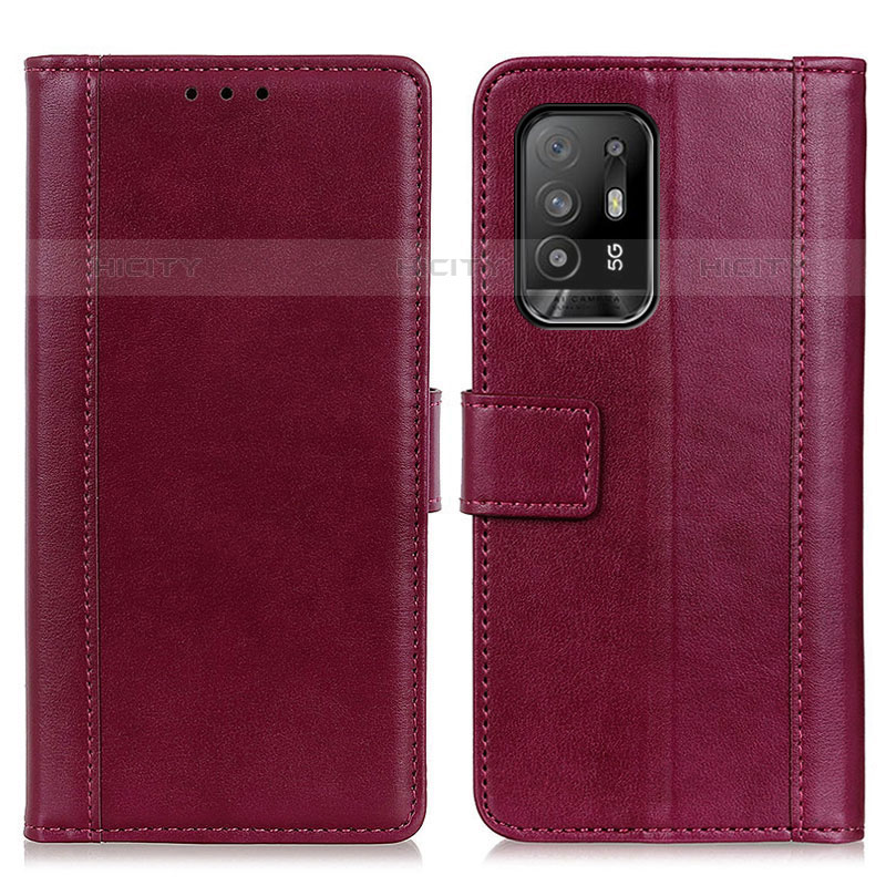 Coque Portefeuille Livre Cuir Etui Clapet N02P pour Oppo A95 5G Rouge Plus