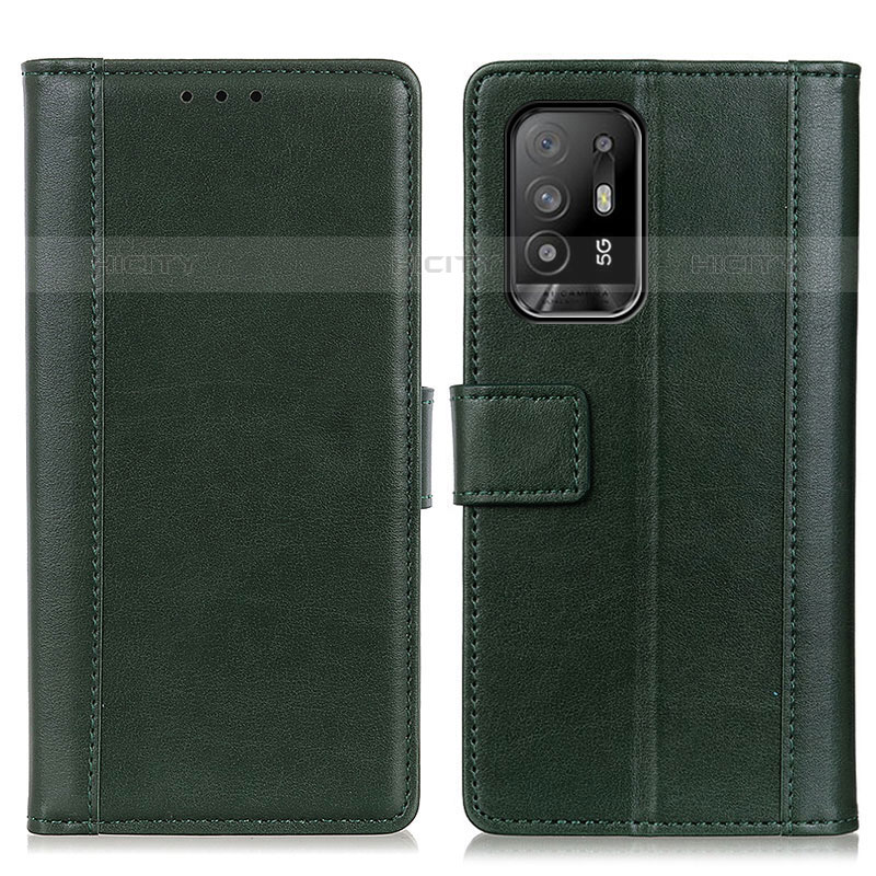 Coque Portefeuille Livre Cuir Etui Clapet N02P pour Oppo F19 Pro+ Plus 5G Vert Plus