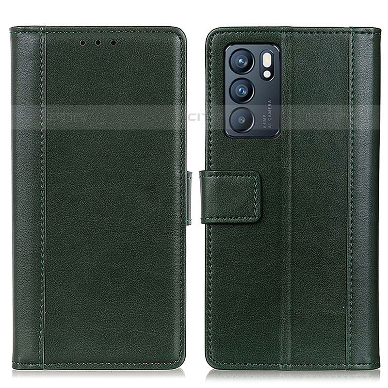 Coque Portefeuille Livre Cuir Etui Clapet N02P pour Oppo Reno6 5G Vert Plus