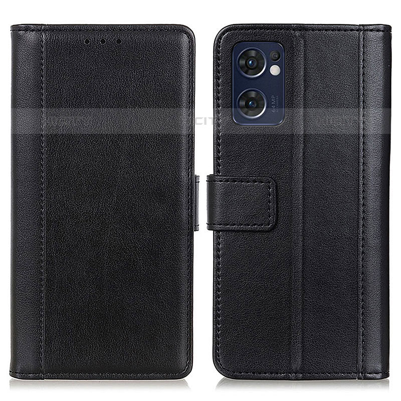 Coque Portefeuille Livre Cuir Etui Clapet N02P pour Oppo Reno7 5G Noir Plus