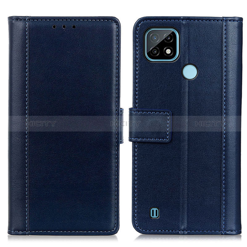 Coque Portefeuille Livre Cuir Etui Clapet N02P pour Realme C21 Bleu Plus