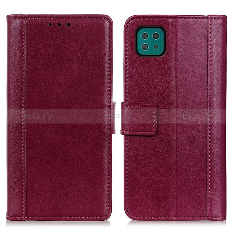 Coque Portefeuille Livre Cuir Etui Clapet N02P pour Samsung Galaxy A22s 5G Rouge Plus