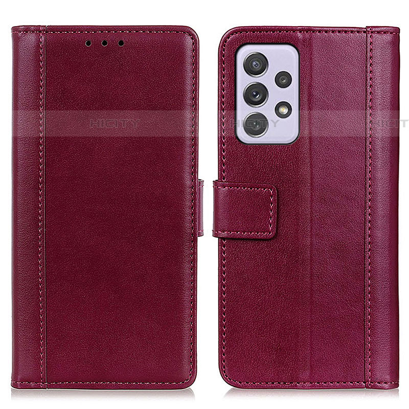 Coque Portefeuille Livre Cuir Etui Clapet N02P pour Samsung Galaxy A73 5G Rouge Plus