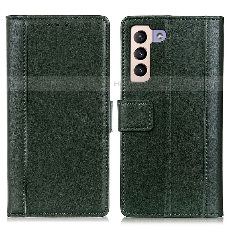 Coque Portefeuille Livre Cuir Etui Clapet N02P pour Samsung Galaxy S21 5G Vert Plus