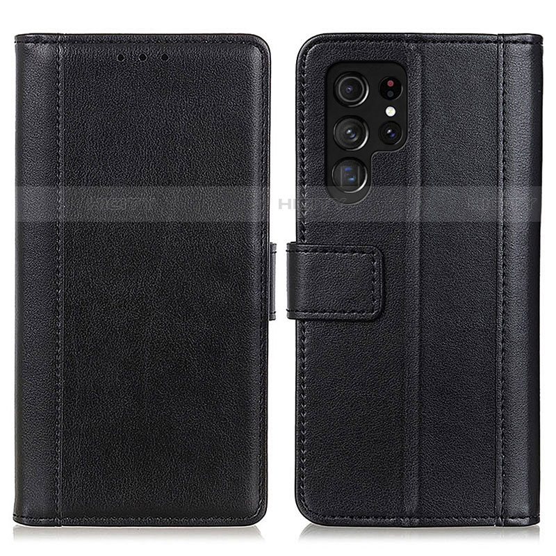 Coque Portefeuille Livre Cuir Etui Clapet N02P pour Samsung Galaxy S21 Ultra 5G Noir Plus