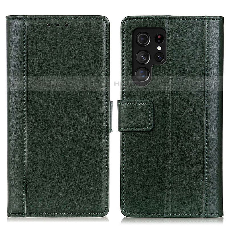 Coque Portefeuille Livre Cuir Etui Clapet N02P pour Samsung Galaxy S21 Ultra 5G Vert Plus