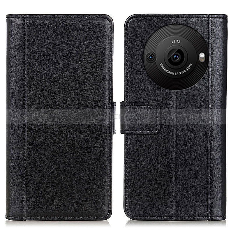 Coque Portefeuille Livre Cuir Etui Clapet N02P pour Sharp Aquos R8 Pro Noir Plus